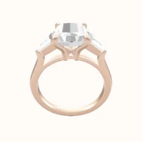 Cathedral Band with Trillion Sidestones Engagement Ring With X Gallery Head