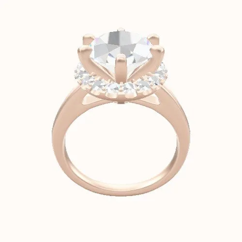 Cathedral Engagement Ring With Six Prong Halo Head