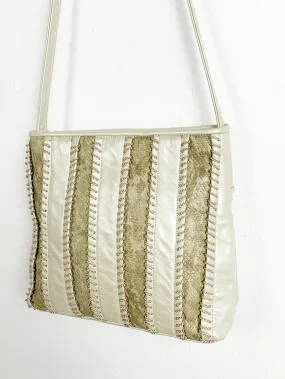 Colini Subtle Metallic and Snakeskin Cream Purse