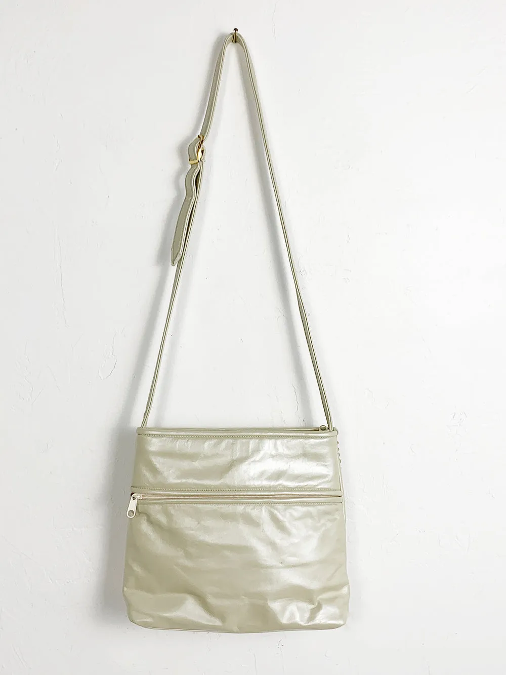 Colini Subtle Metallic and Snakeskin Cream Purse