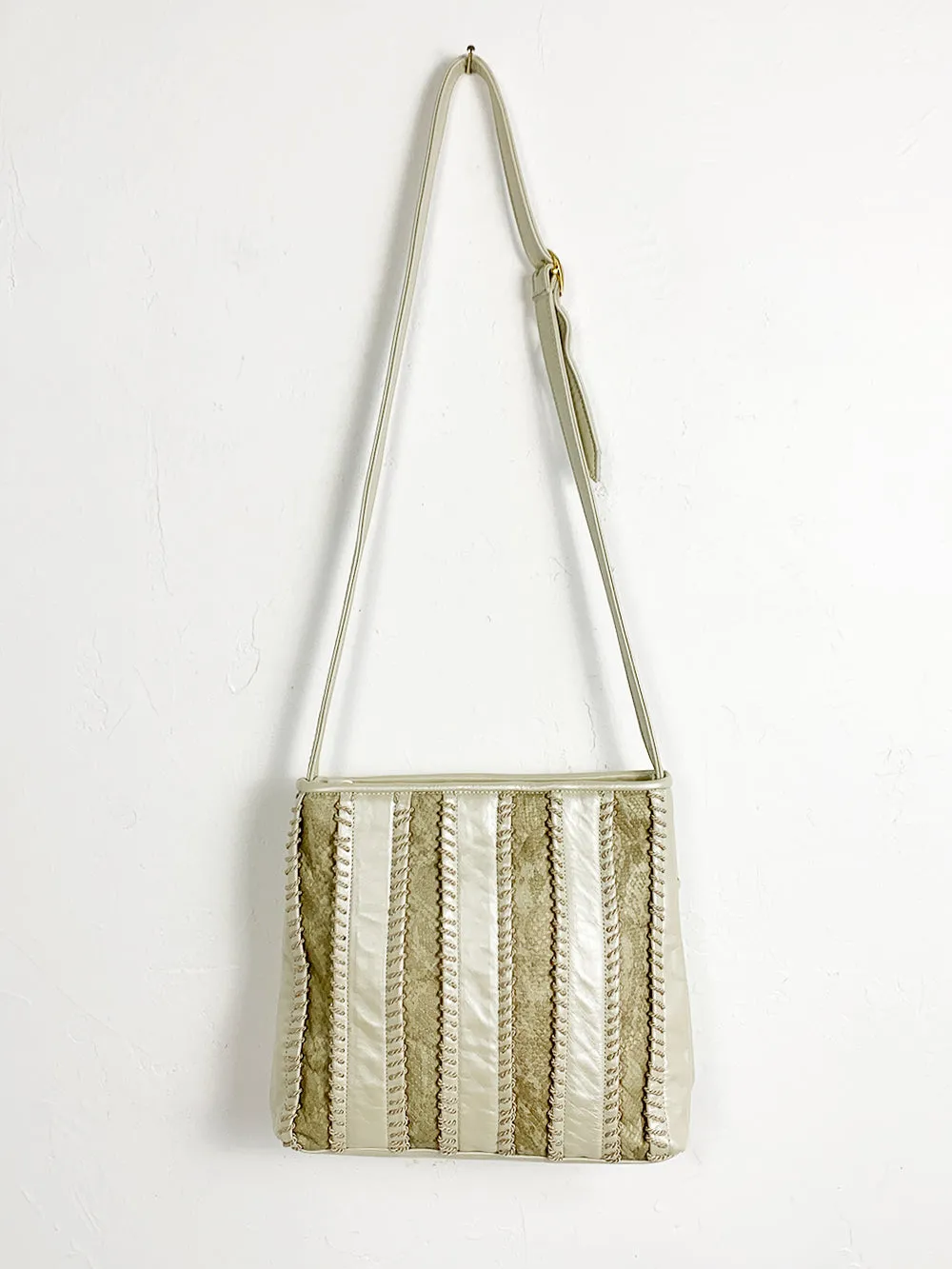 Colini Subtle Metallic and Snakeskin Cream Purse