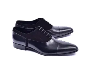 Corrente Calfskin & Suede Lace-Up Oxford Black