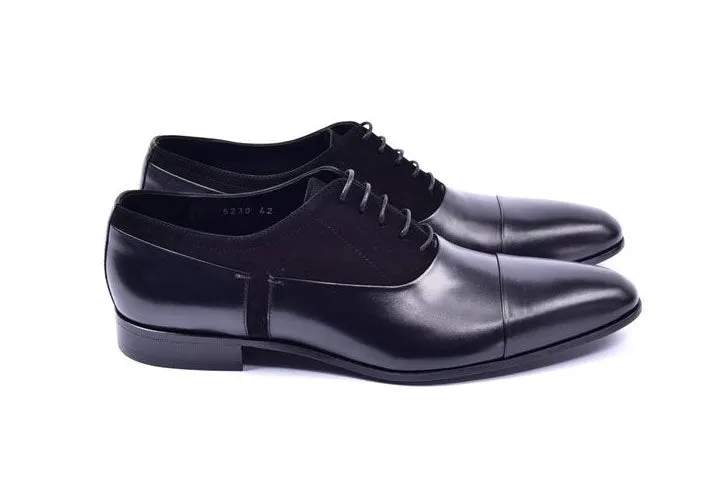 Corrente Calfskin & Suede Lace-Up Oxford Black