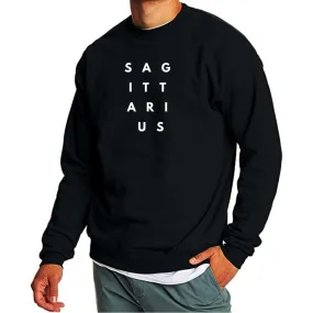 Cotton Black Printed Sweatshirt for Men Full Sleeves - Sagittarius