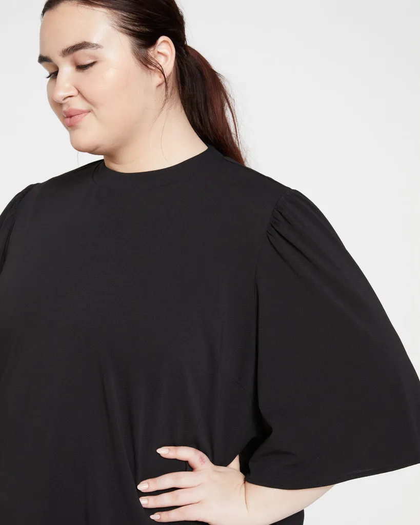 Crepe Jersey Capelet Blouse - Black