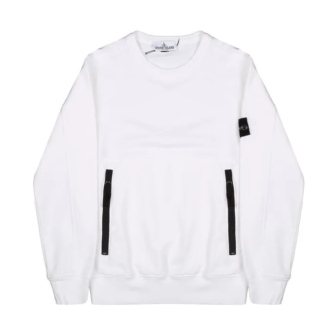 CREWNECK SWEATSHIRT WITH ZIP KANGAROO POCKET Kids White