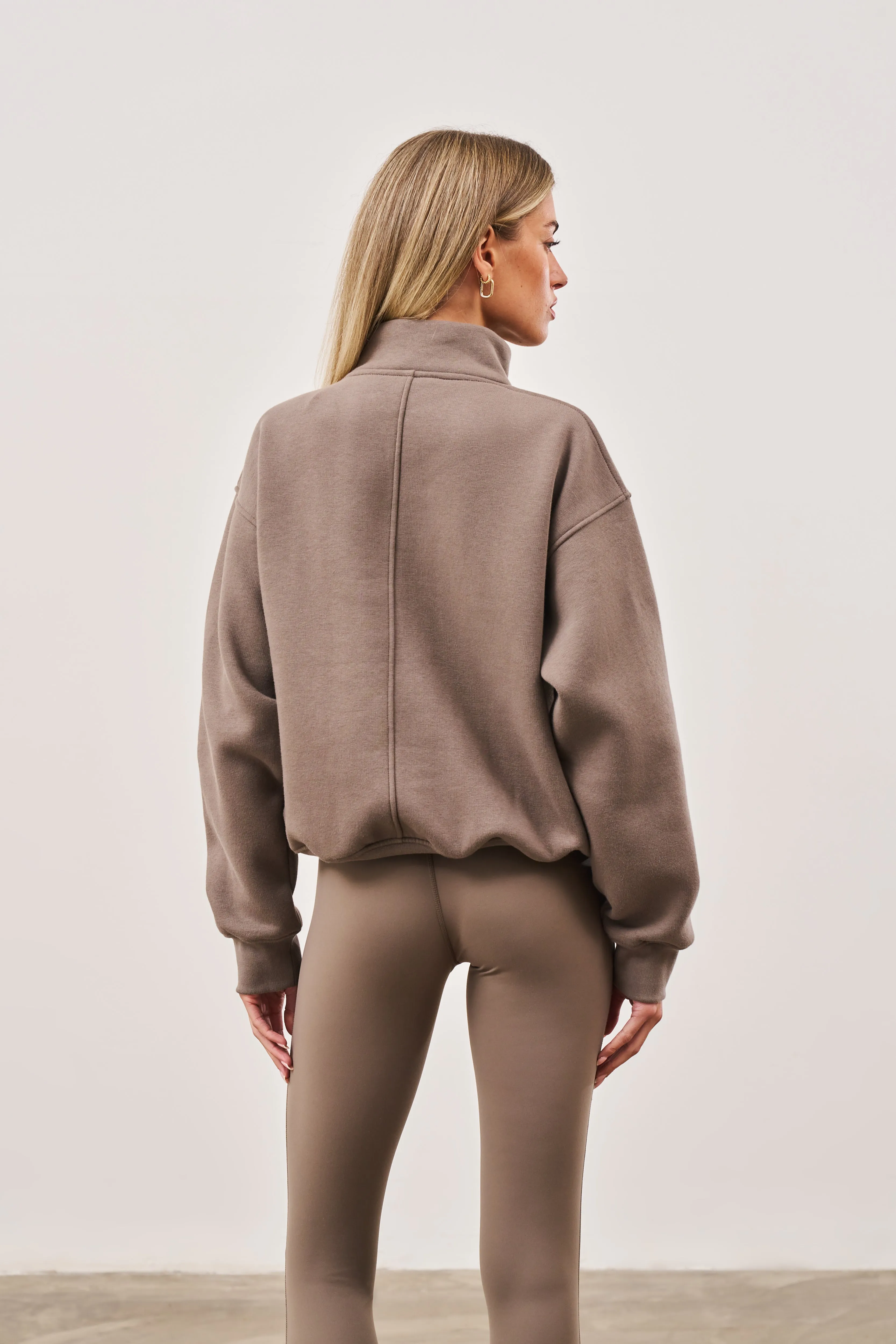 CTRE HALF ZIP SWEATSHIRT - COCOA