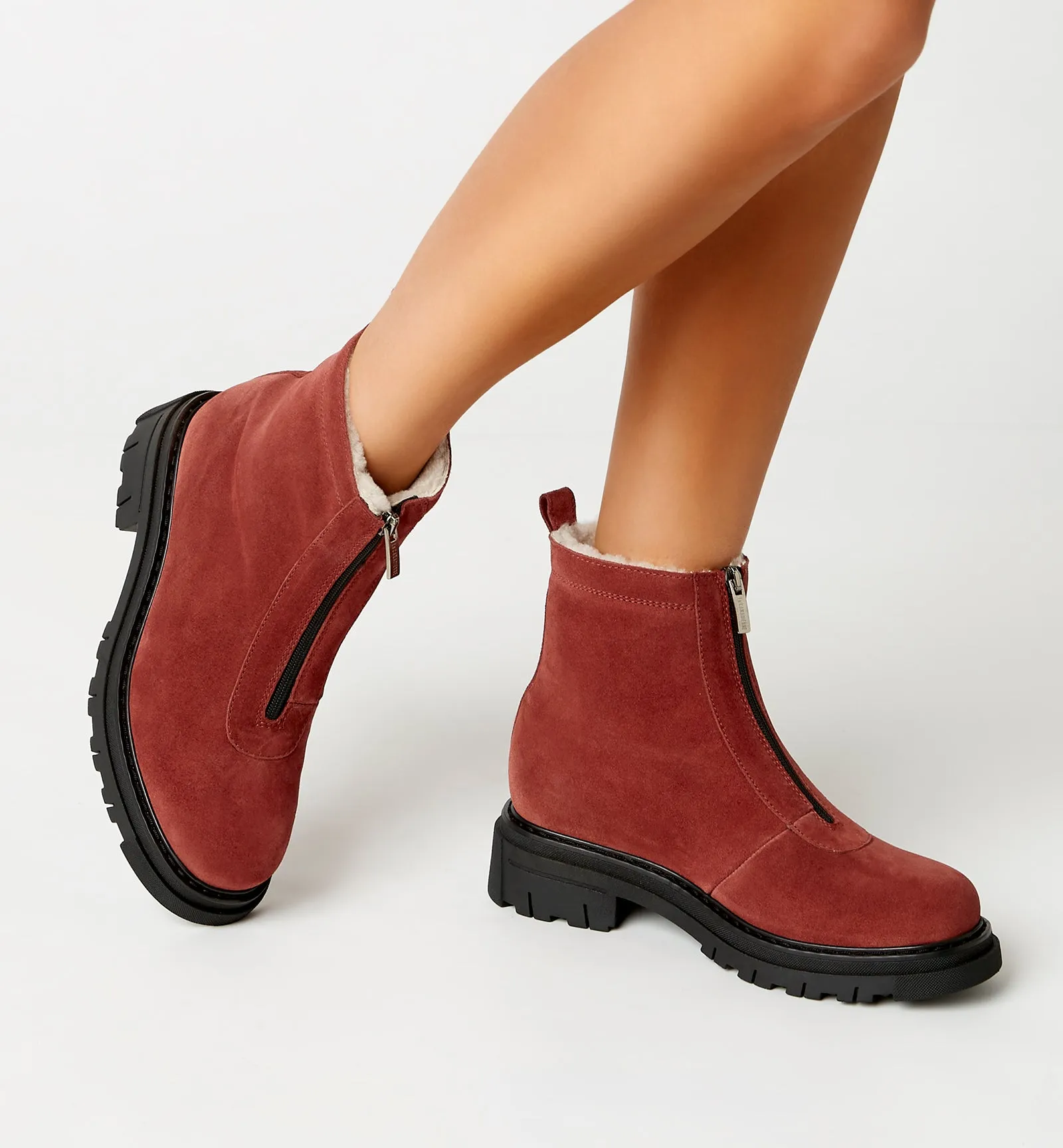 DEON SHEARLING-LINED SUEDE BOOTIE