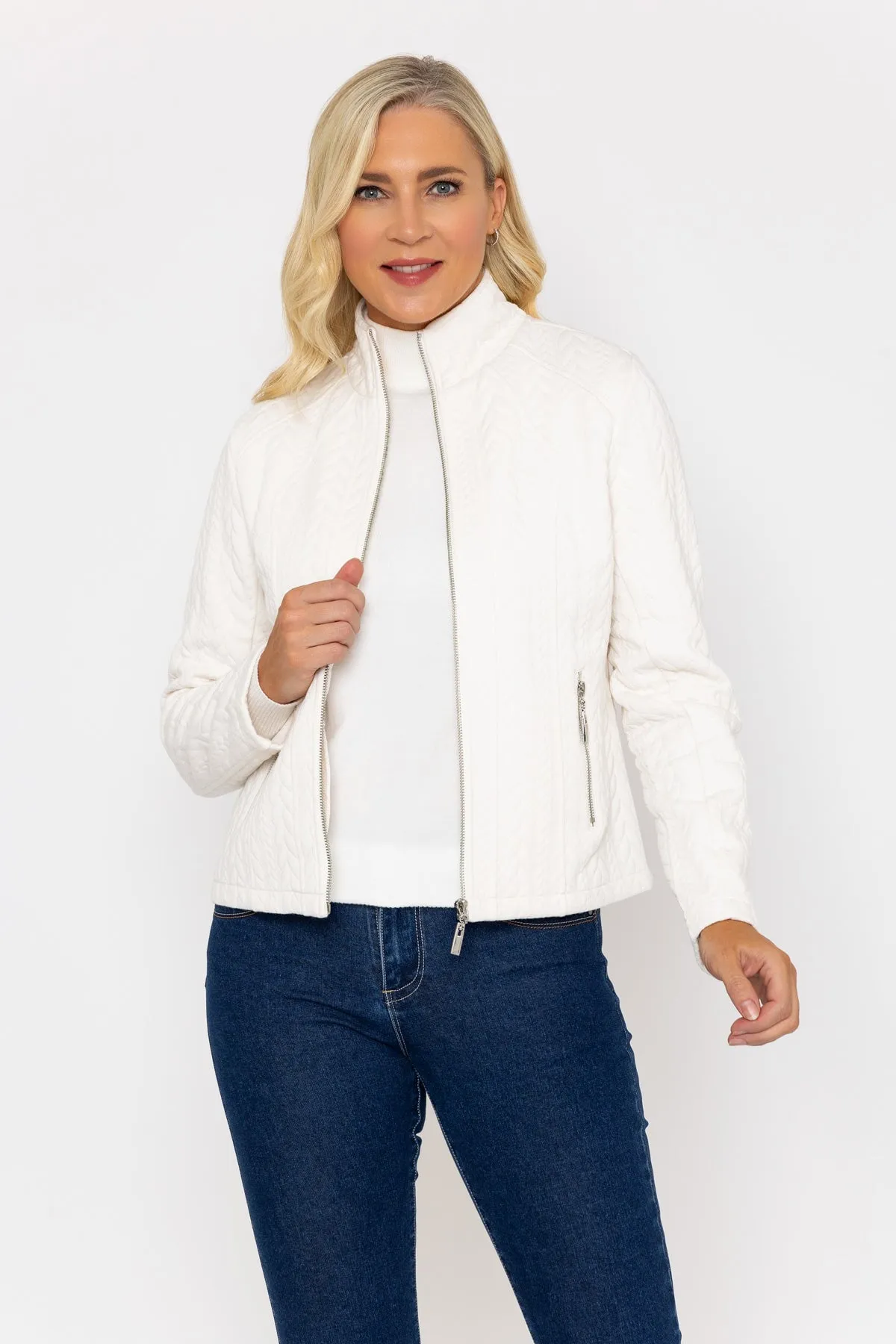 Ecru Textured Jersey Jacket