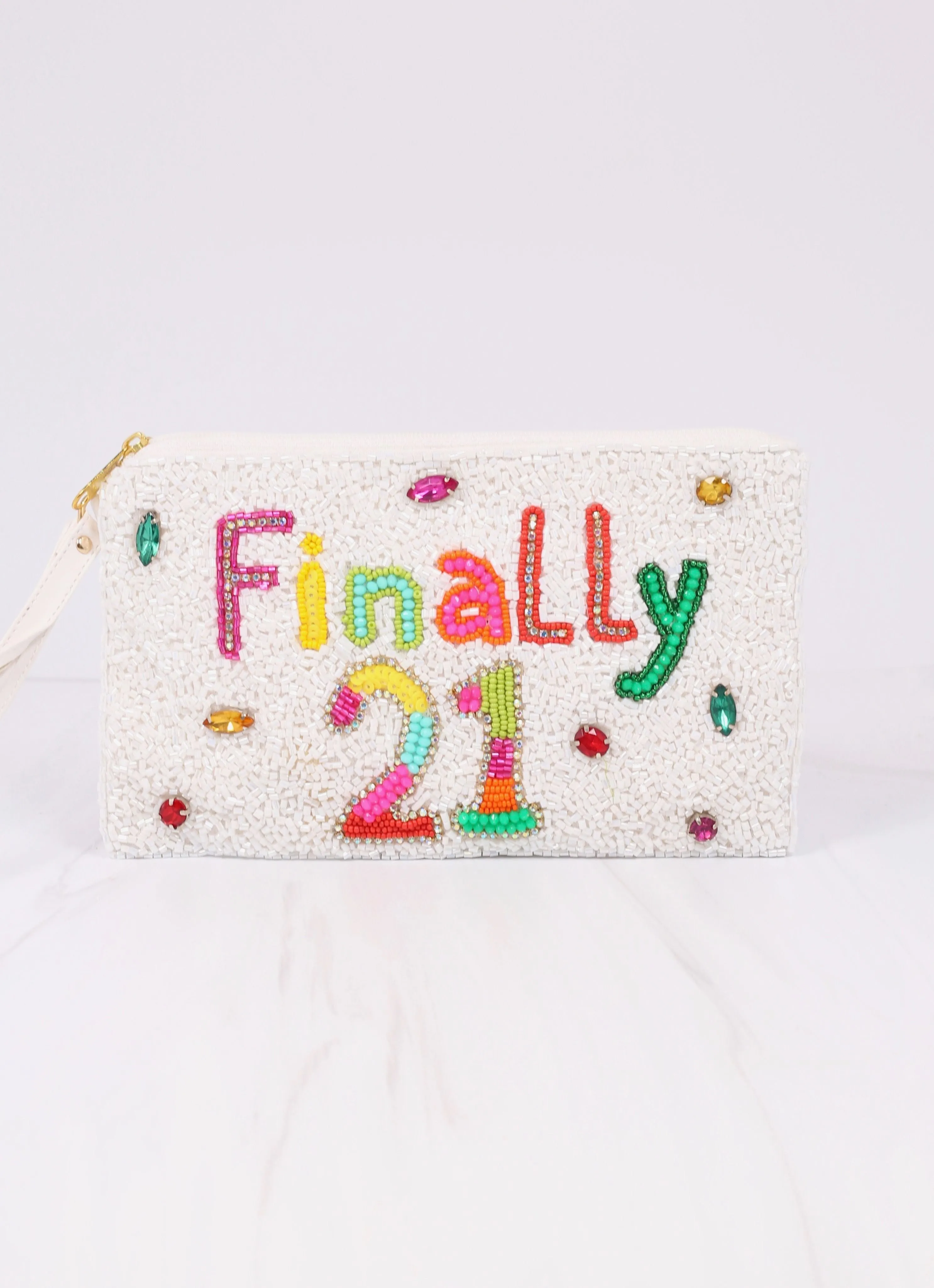 Finally 21 Beaded Wristlet WHITE MULTI