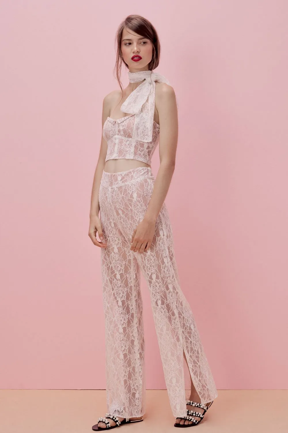 For Love and Lemons La Lily Lace Pant White