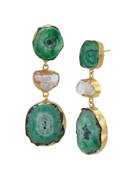 Gold Plated & Agate Stone Drop Earring for women