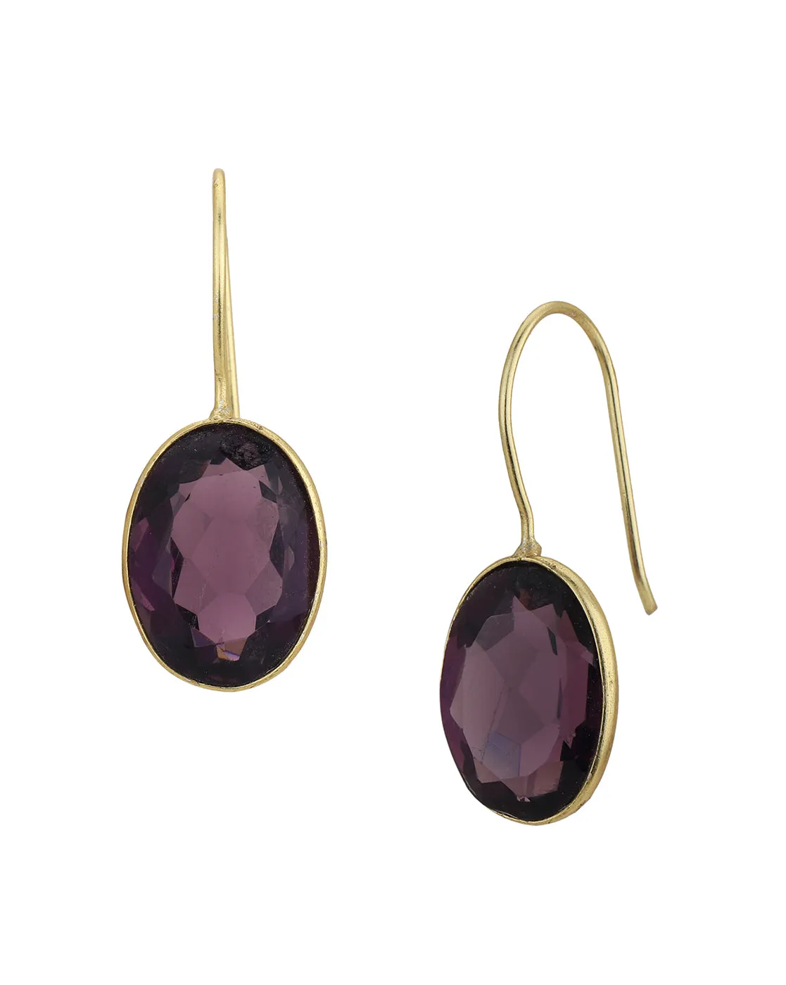 Gold Plated & Amethyst Stone Stylish Drop Earring for women