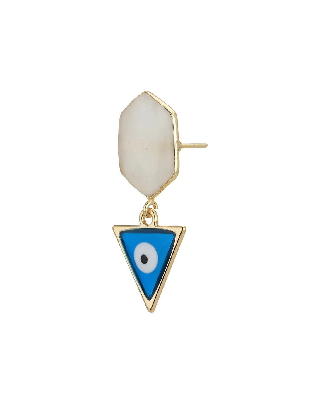 Gold Plated & Chalcedony Stone Evil Eye Enamel Drop Earring for women