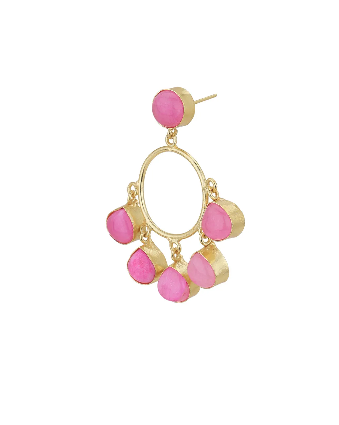 Gold Plated & Hanging Chalcedony Stone Circular Drop Earring for women