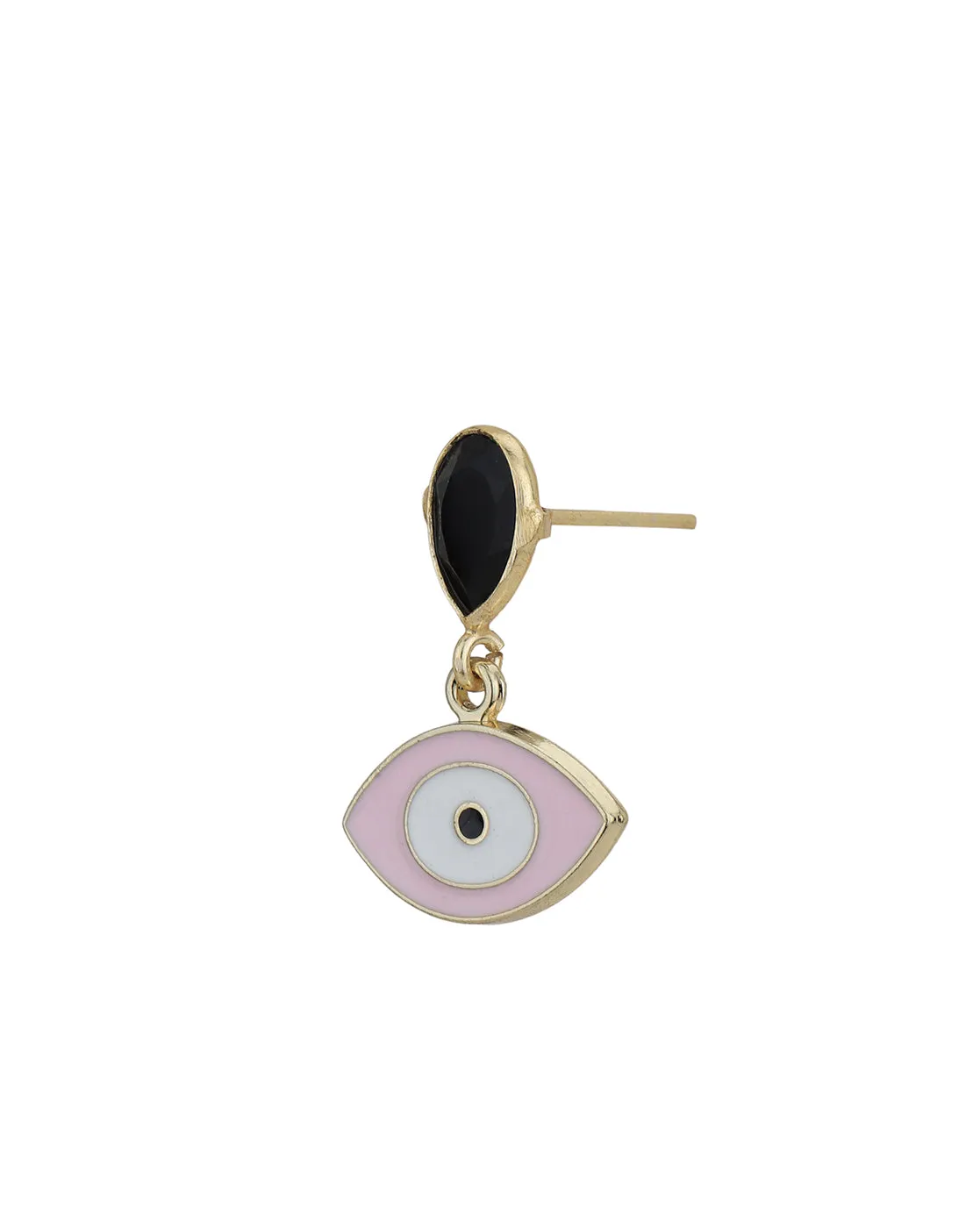 Gold Plated & Onyx Stone Evil Eye Enamel Drop Earring for women