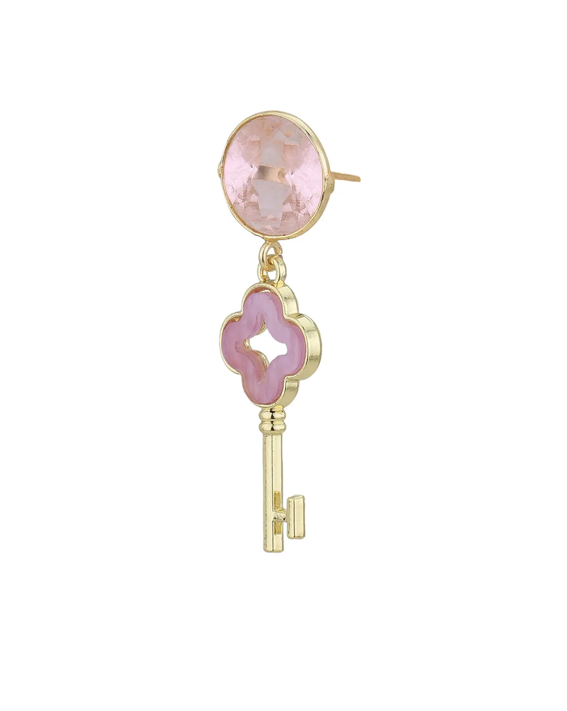 Gold Plated & Quartz Stone Key Drop Earring for women