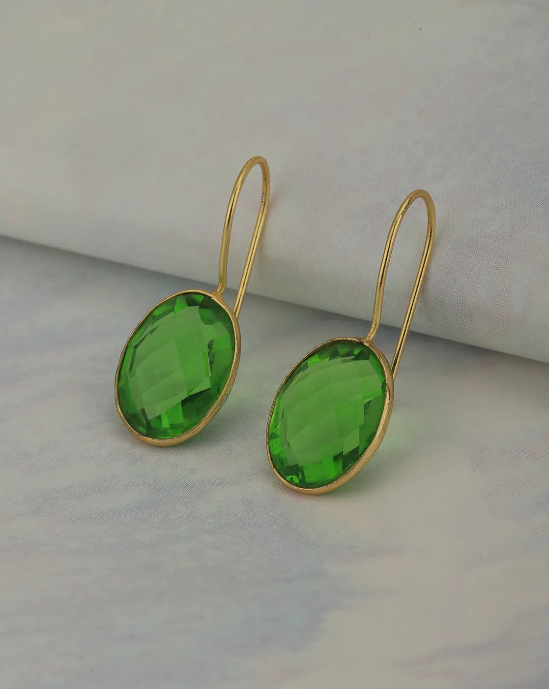 Gold Plated & Quartz Stone Stylish Drop Earring for women