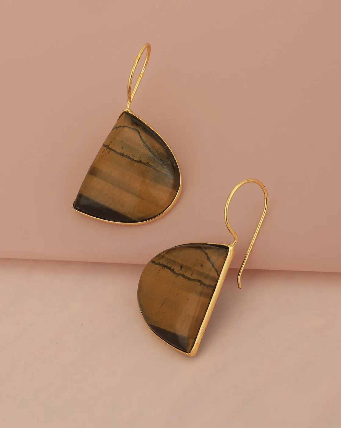 Gold Plated & Tigers Eye Stone Fancy Drop Earring for women