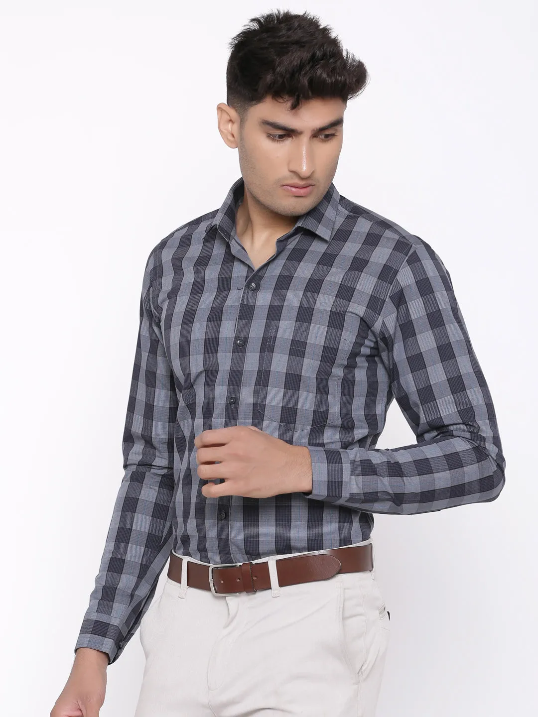 Grey Glen Plaid Checks Shirt