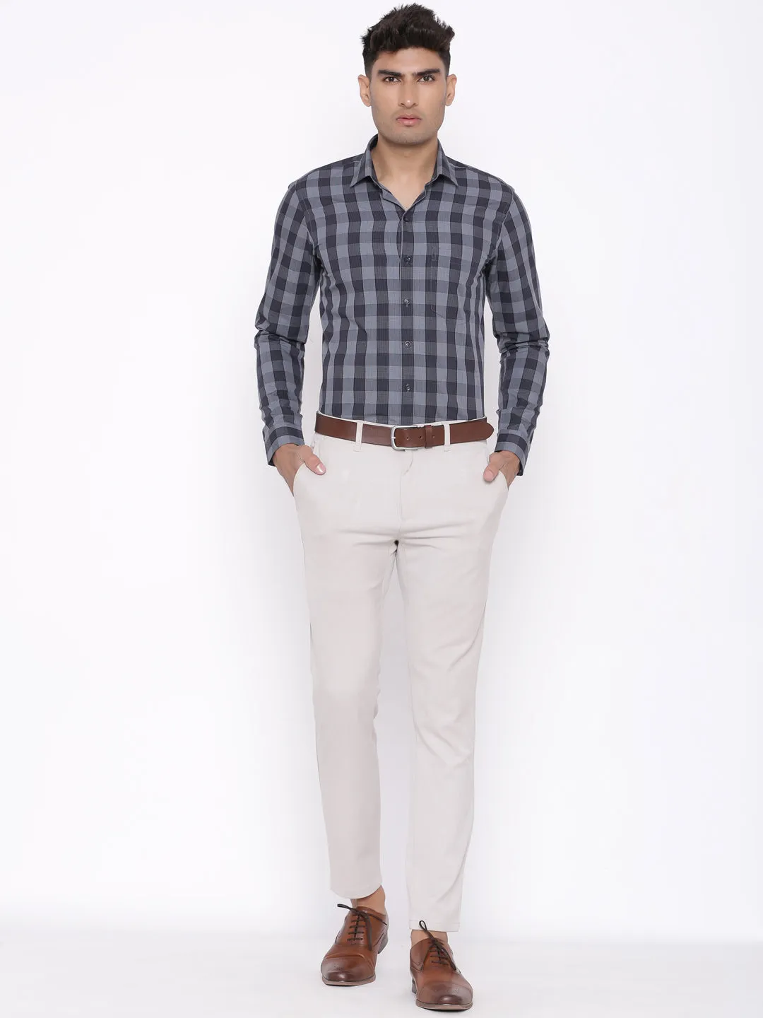 Grey Glen Plaid Checks Shirt