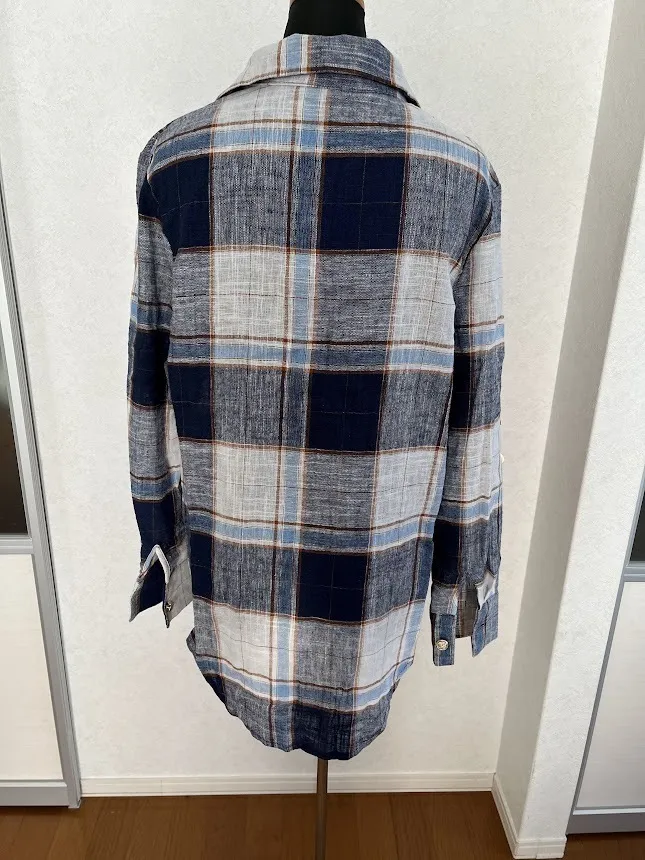 gumzzi  |Other Plaid Patterns Casual Style Linen Long Sleeves Cotton