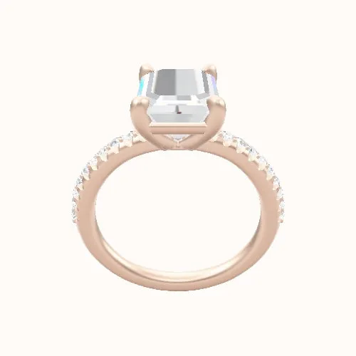 Half Pave Engagement Ring With Low Set Four Prong Head