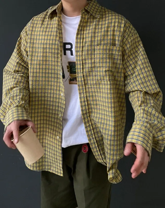 HUE  |Other Plaid Patterns Street Style Long Sleeves Cotton Shirts