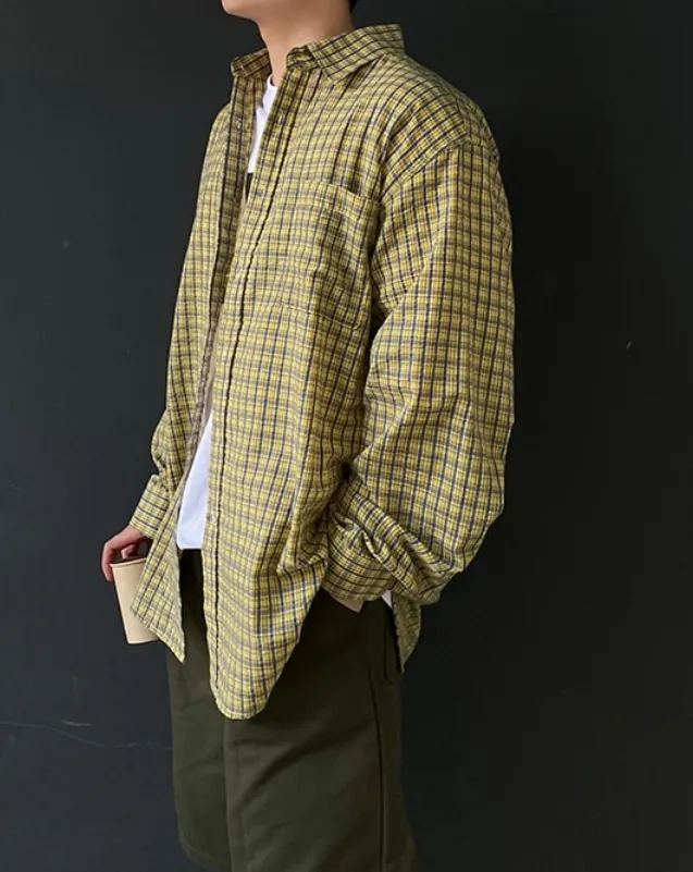 HUE  |Other Plaid Patterns Street Style Long Sleeves Cotton Shirts