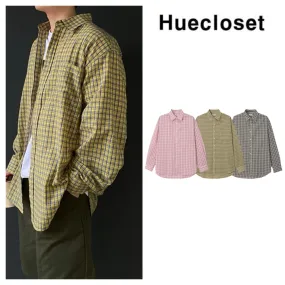 HUE  |Other Plaid Patterns Street Style Long Sleeves Cotton Shirts