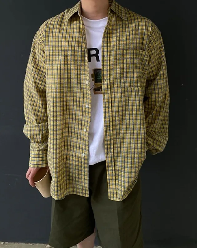 HUE  |Other Plaid Patterns Street Style Long Sleeves Cotton Shirts