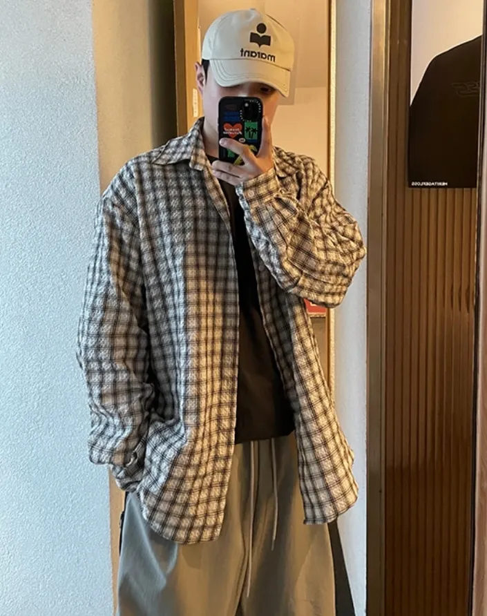 HUE  |Other Plaid Patterns Street Style Long Sleeves Oversized