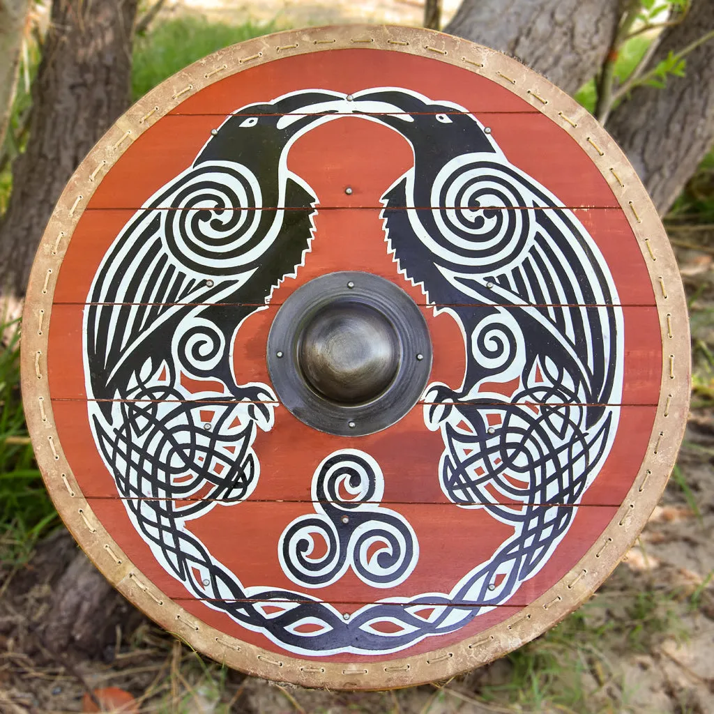 Huginn & Munnin Viking Shield with Rawhide Edge