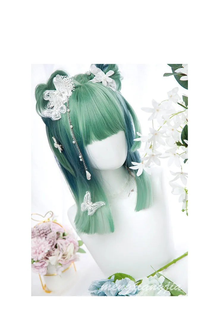 INS HARAJUKU GREEN BLUE SHORT STRAIGHT WIG BY90017