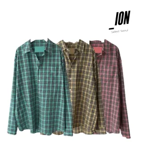 IONSEOUL  |Other Plaid Patterns Unisex Street Style Cotton Oversized