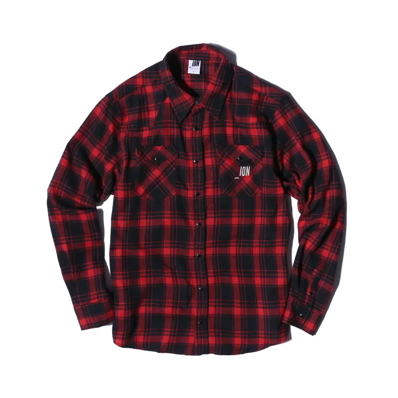 IONSEOUL  |Other Plaid Patterns Unisex Street Style Long Sleeves Logo