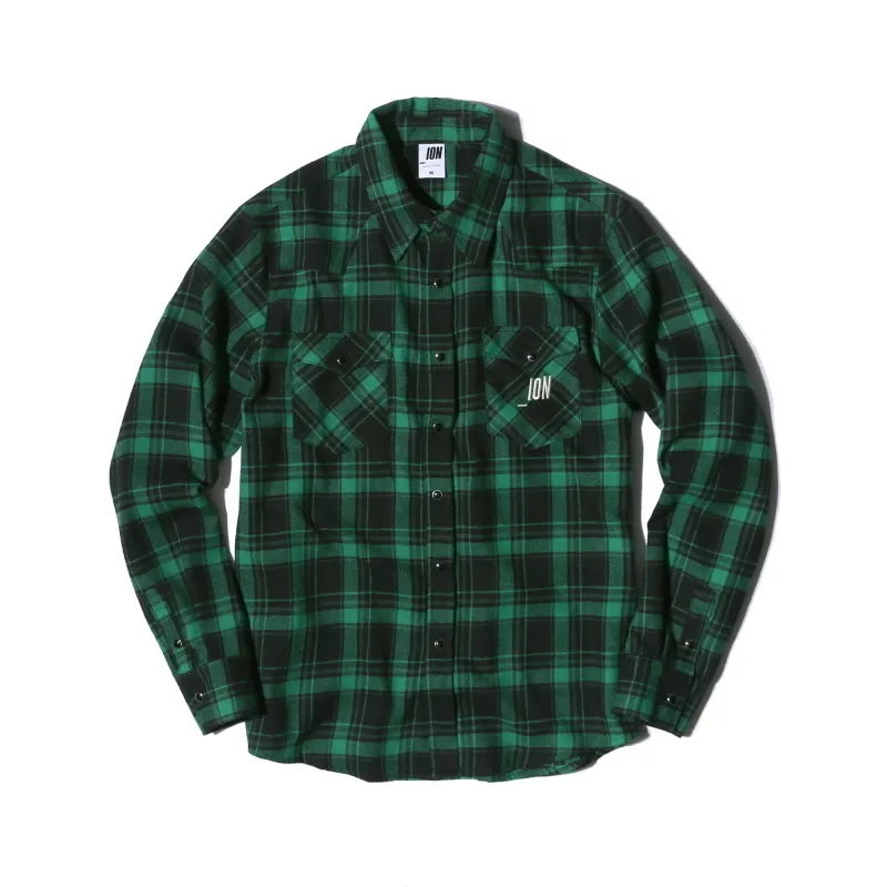 IONSEOUL  |Other Plaid Patterns Unisex Street Style Long Sleeves Logo