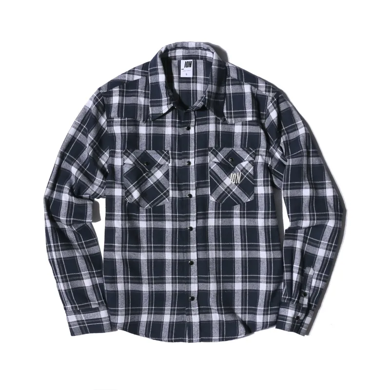 IONSEOUL  |Other Plaid Patterns Unisex Street Style Long Sleeves Logo