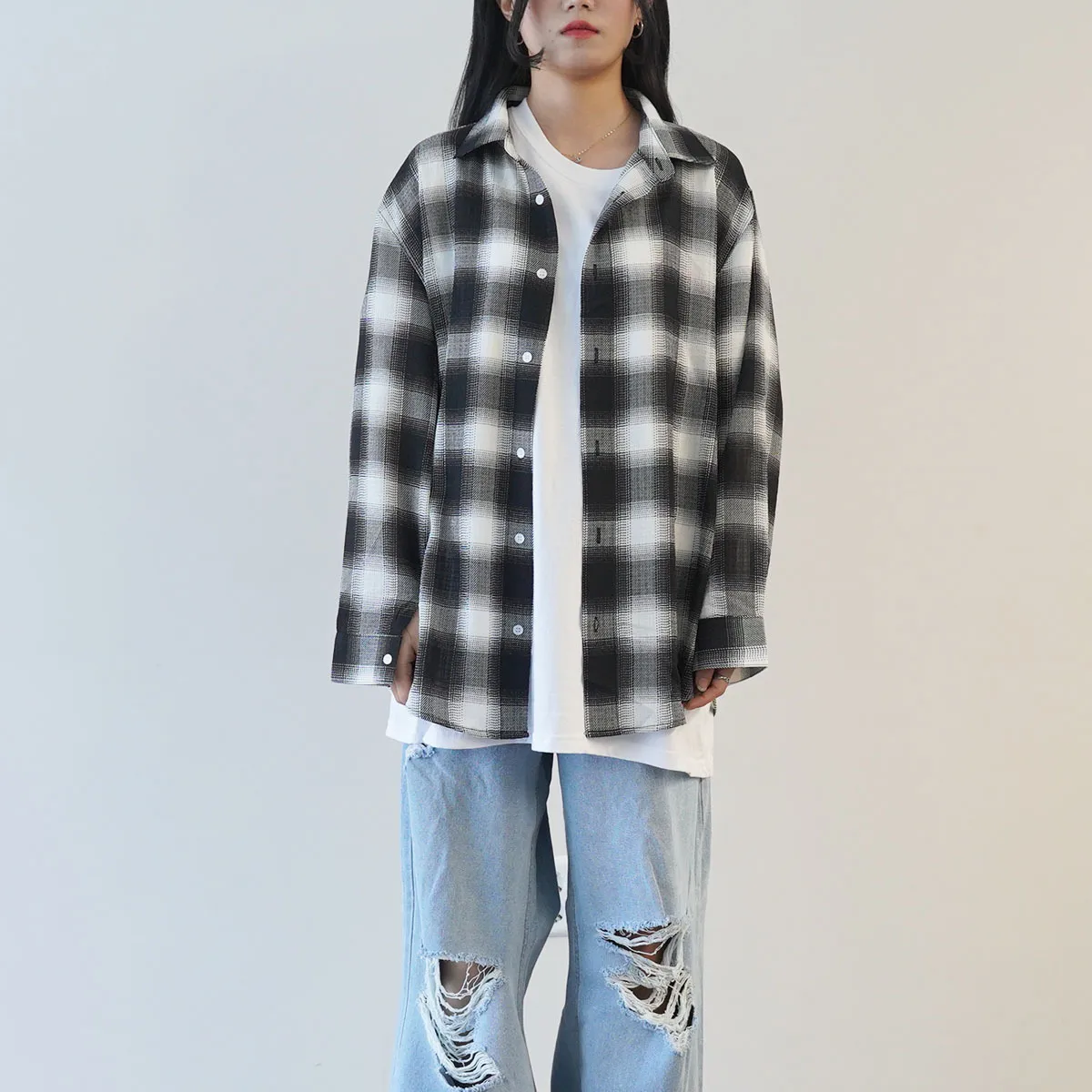 IONSEOUL  |Other Plaid Patterns Unisex Street Style Long Sleeves Shirts