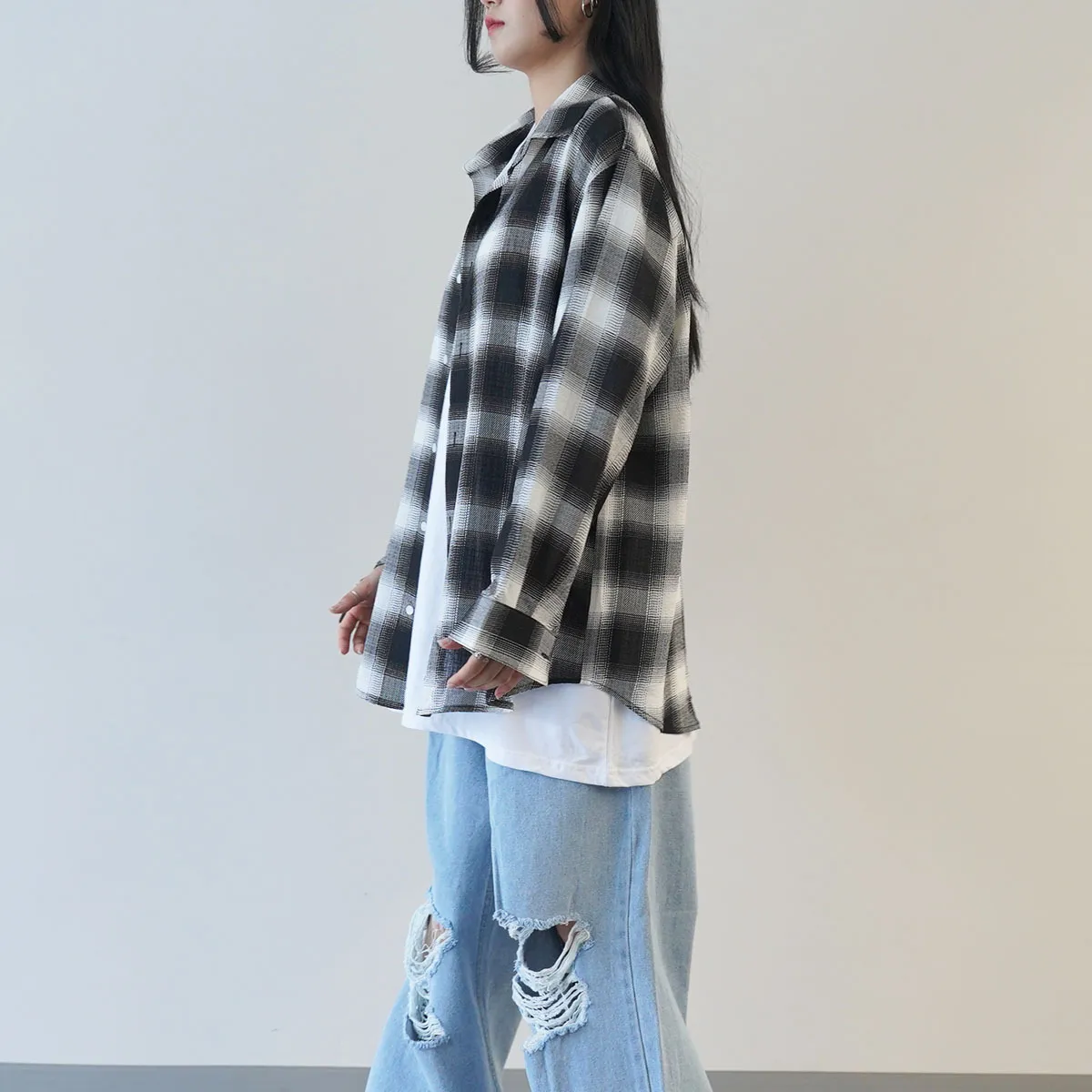 IONSEOUL  |Other Plaid Patterns Unisex Street Style Long Sleeves Shirts