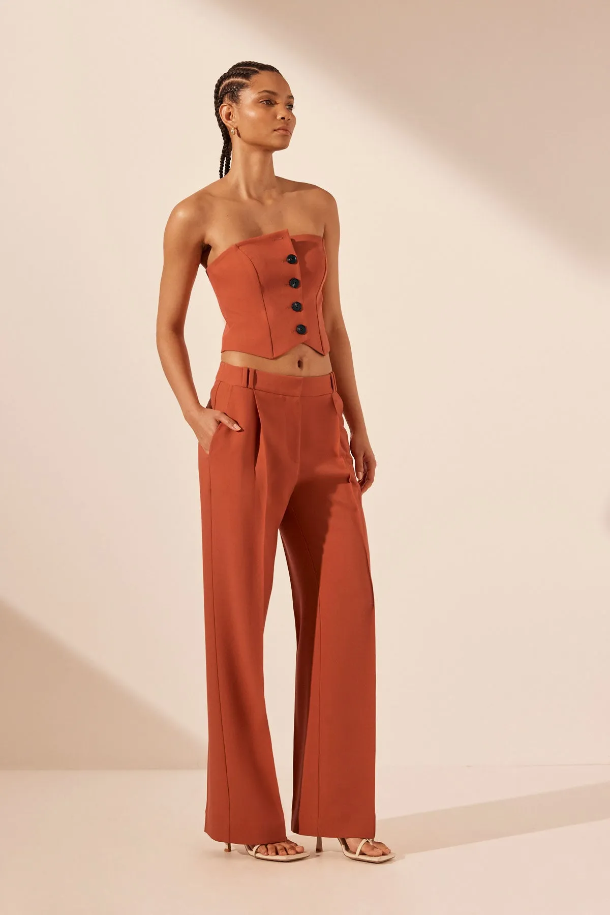 Irena Mid Rise Pant - Brick Orange