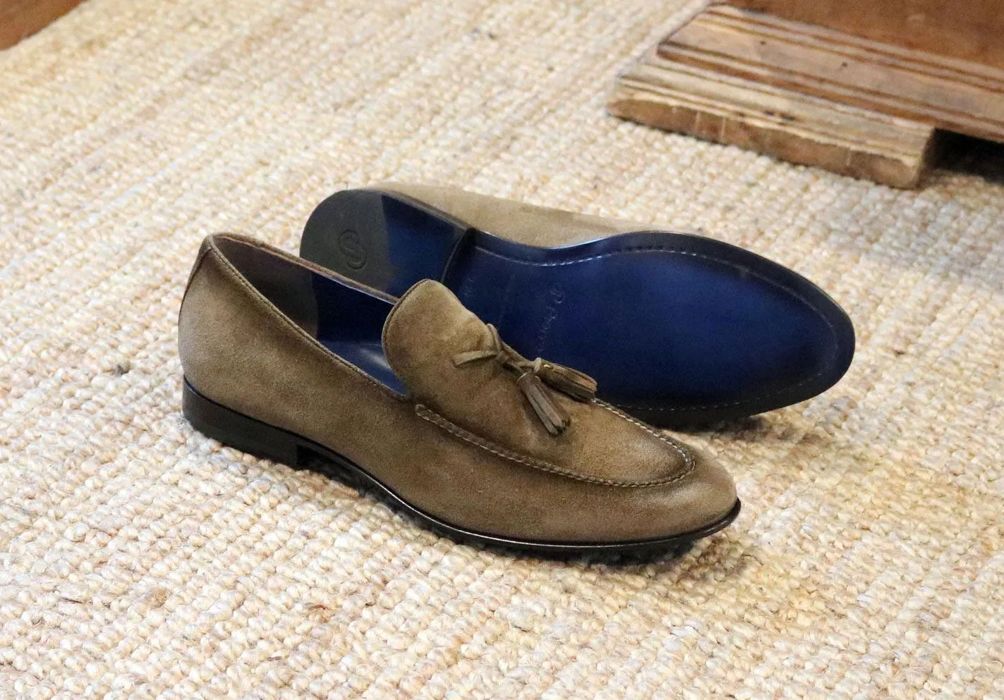 Jean Pierre Suede Tasseled Loafer Olive