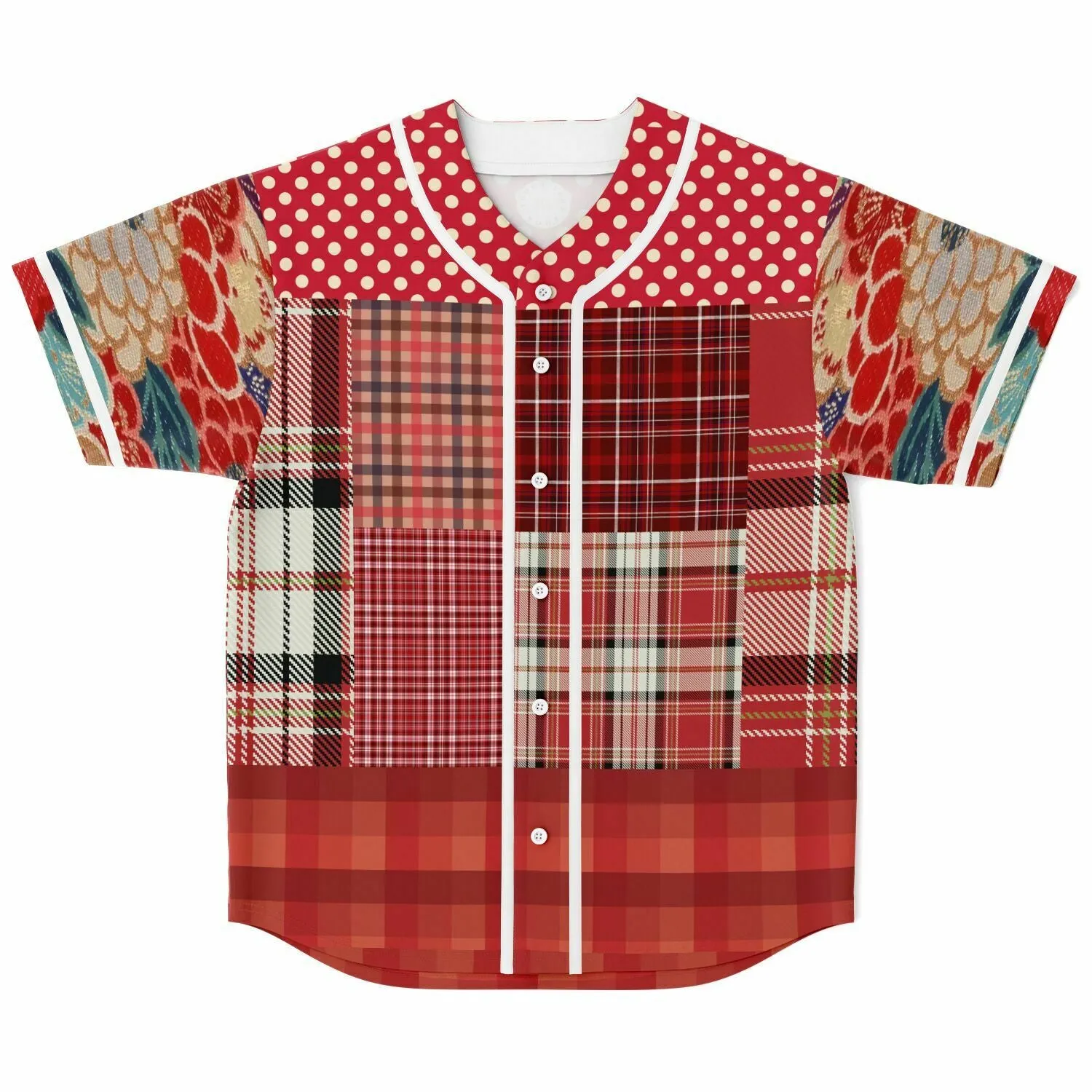 Jersey Salsa Plaid Patchwork Button Front Jersey