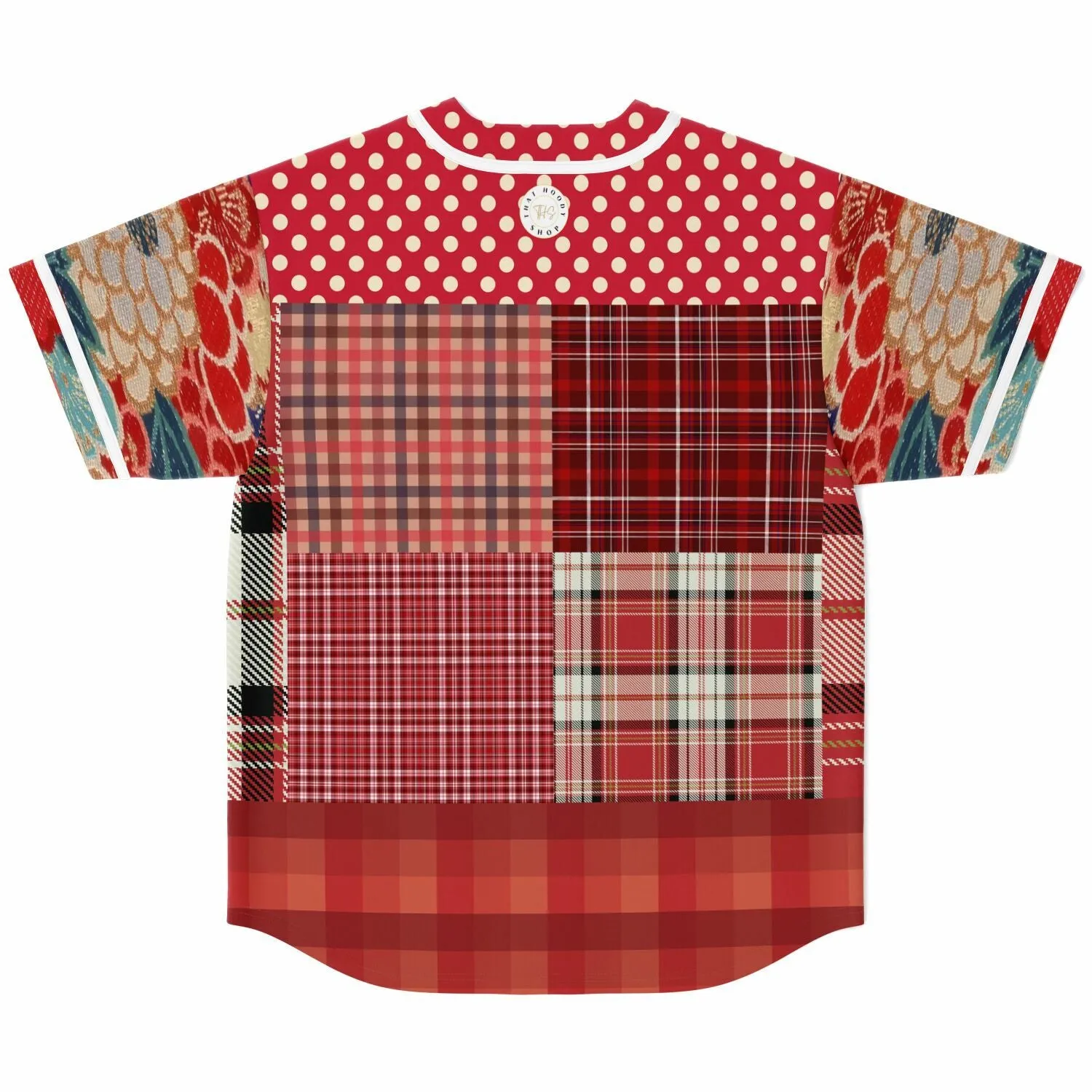 Jersey Salsa Plaid Patchwork Button Front Jersey