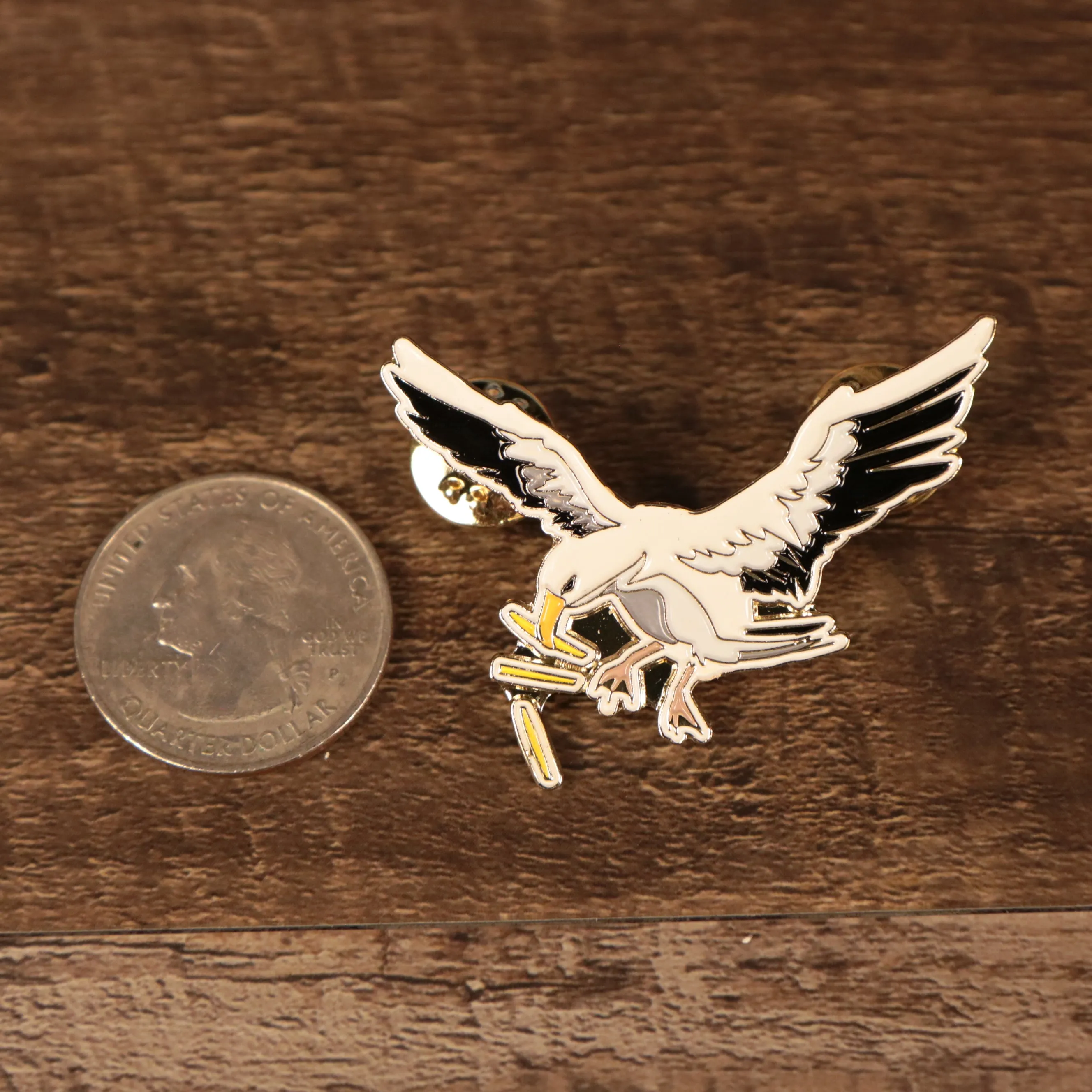 Jersey Shore Seagull Stealing Fries Fitted Cap Pin | Enamel Pin For Hat