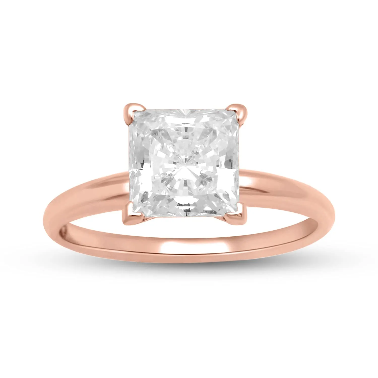 Jewelili 14K Rose Gold With Cubic Zirconia Solitaire Engagement Ring