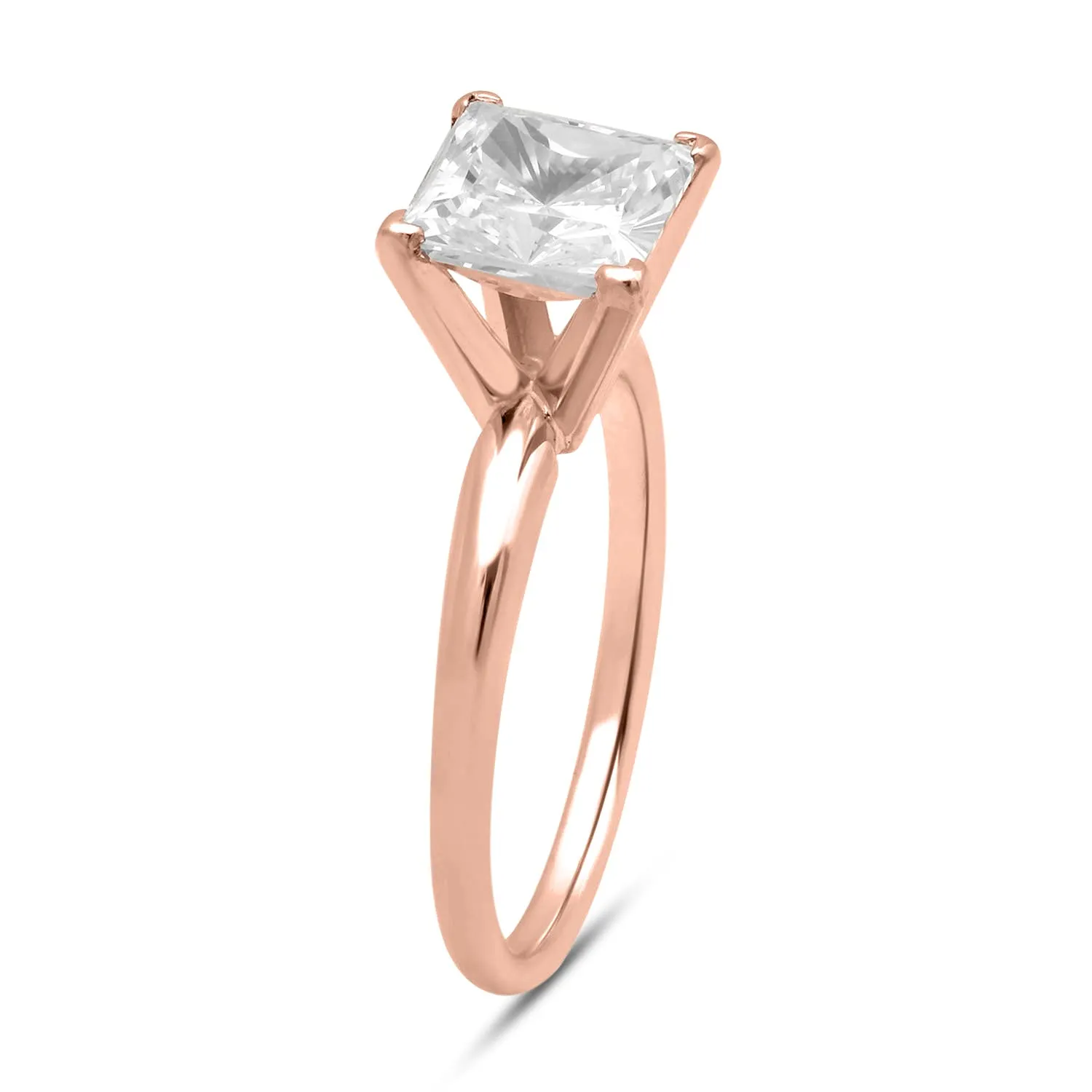 Jewelili 14K Rose Gold With Cubic Zirconia Solitaire Engagement Ring