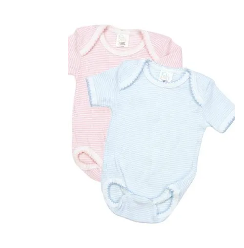 Lap Shoulder Onesie- Stripes (Short Sleeve)