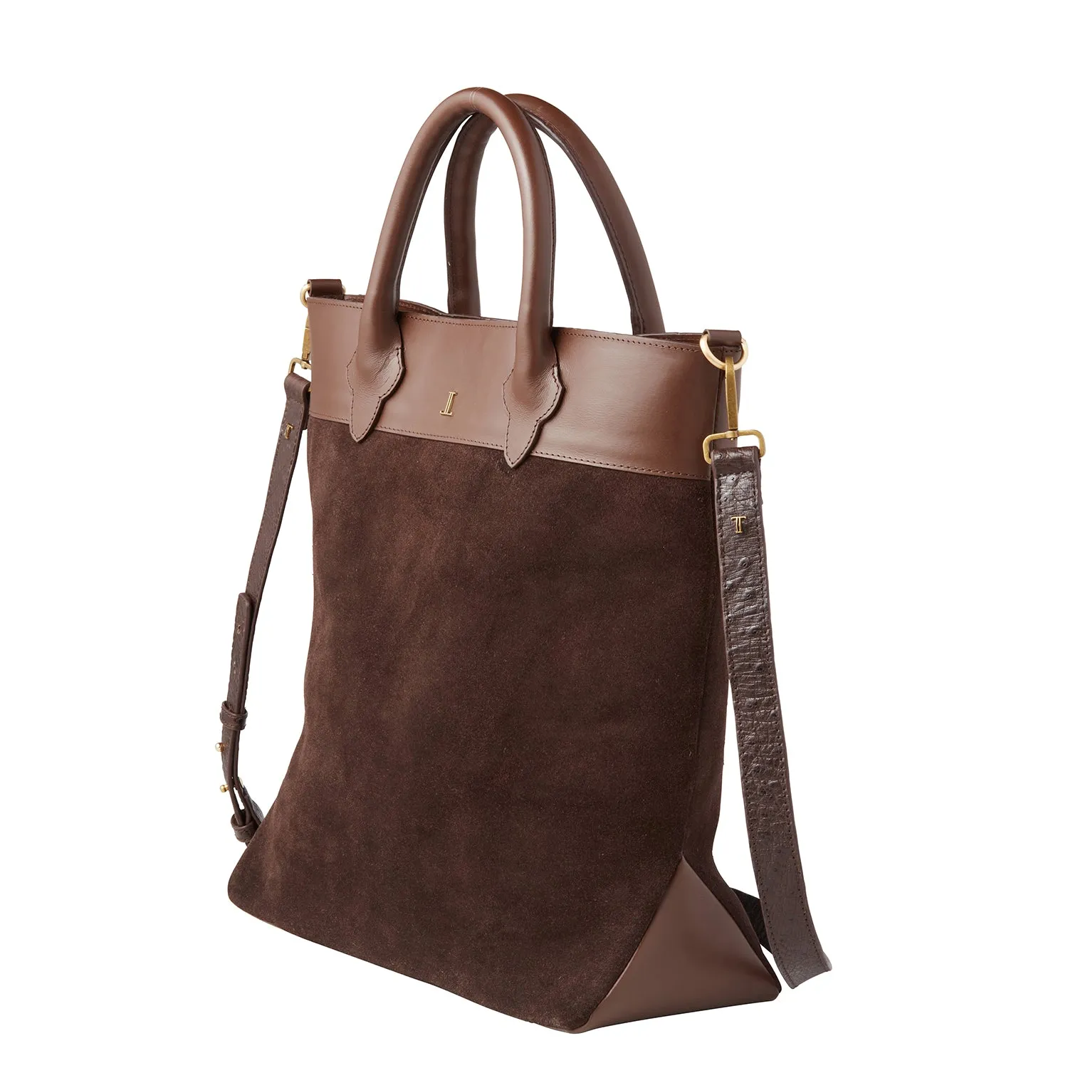 Large Calf Suede Shopper :: Chocolate