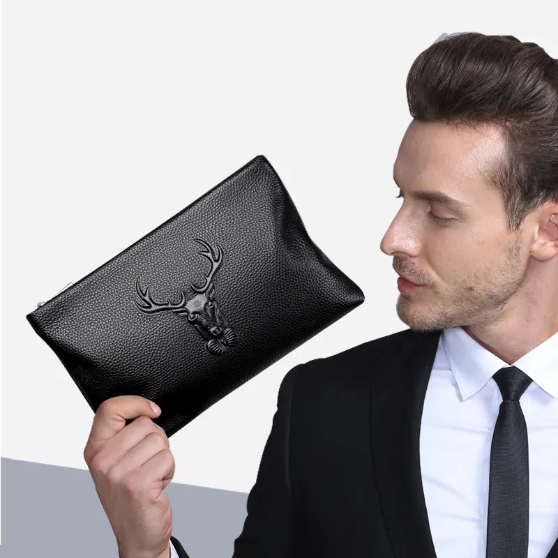 Leather Clutch for Men Organizer Wrist Bag 